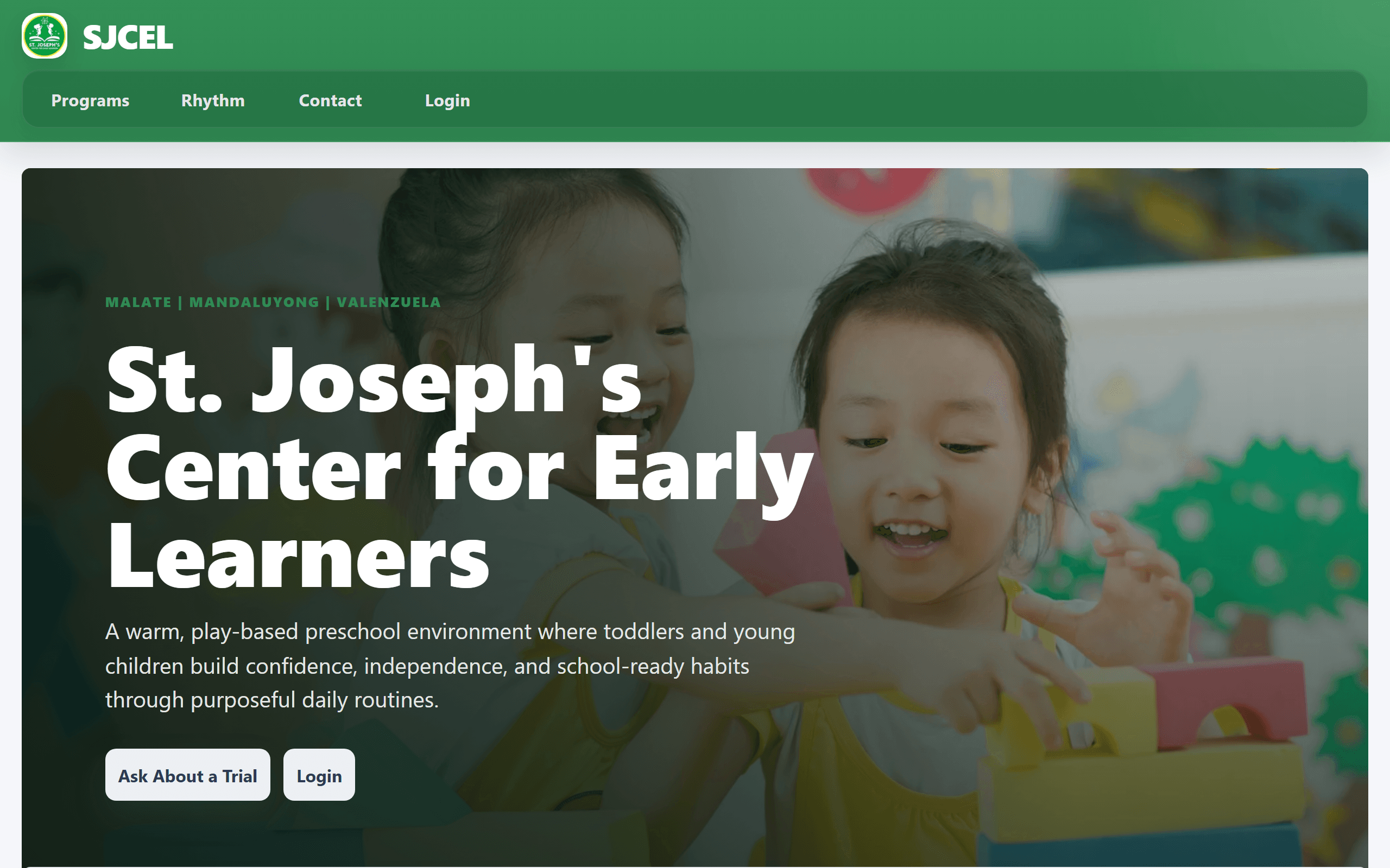 St. Joseph's Center for Early Learners website